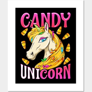 Unicorn Candy Corn Halloween Posters and Art